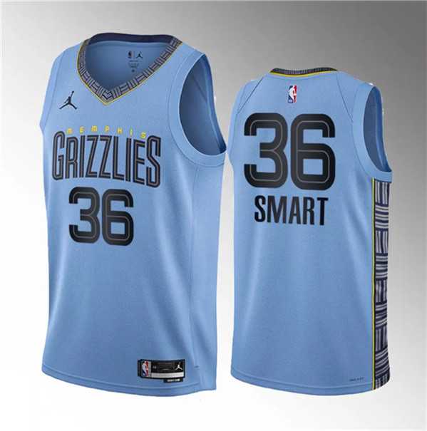 Mens Memphis Grizzlies #36 Marcus Smart Blue 2023 Draft Statement Edition Stitched Basketball Jersey